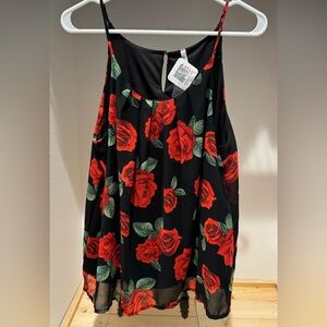 Red rose print camisole